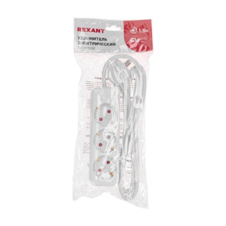 Extension cord Standard 3 Nests, 1.5m, 3x1.0mm², s/h, white rexant-4