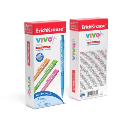 Handle Automatic Ball Vivo Spring, node 0.7 mm, blue ink, rubber emphasis, letter line 1200 meters, mix-3
