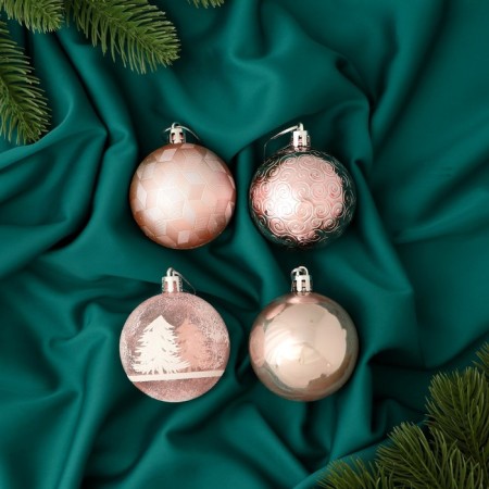 Set of balls plastic D-5.5 cm, 4 pcs "Winter Fairy Tale" Curls, Pink