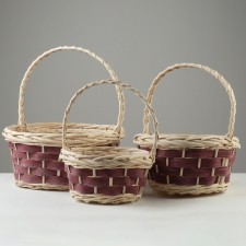 A set of wicker baskets, 36x36x16x38 cm, 30x30x14x33 cm, 23x23x12x28 cm, 3 pcs, willow