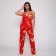 Female set (robe/top/pants), red color, size 52
