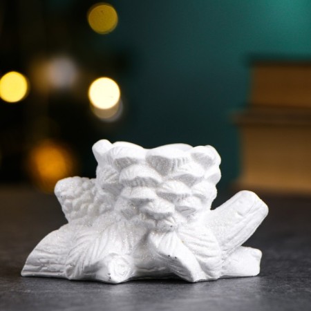 Svessel "Branch with cones" White, 10x5x6cm-4