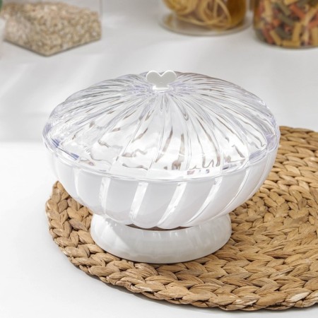 Vase for bread and fruits "Grace", 1.5 l, h = 14.5 cm, d = 21 cm, white color-1