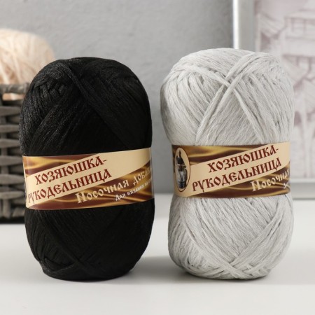 Yarn "NOSTOCE PRODUCATION" 100% polypropylene 200 ± 20m/50g set 2pcs (harsh, black)