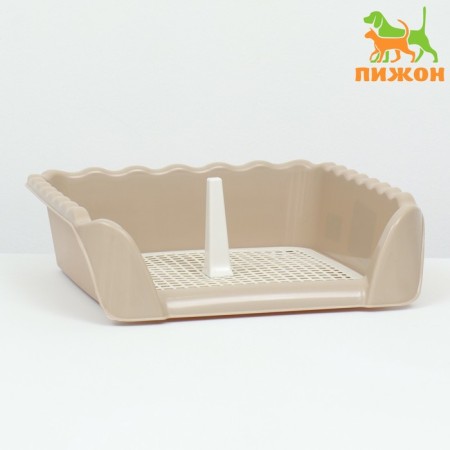 A toilet for dogs with high sides and a removable mesh 38x36x12 cm, beige