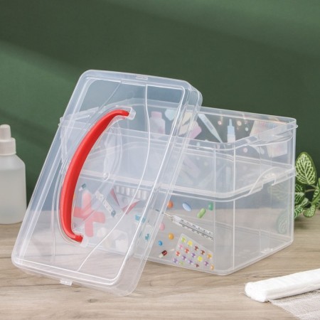 Universal Multi Box container, 2 sections, with a pen and decor, Mix drawing-7