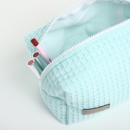 Cosmetic bag at the zipper textura, turquoise color-8