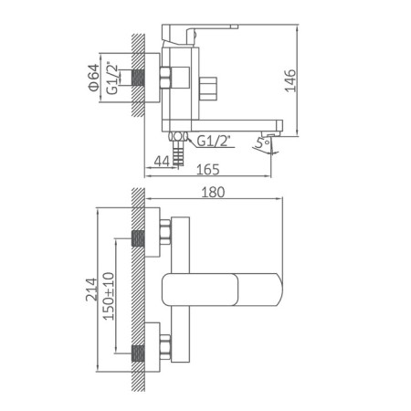 Accoona A6322F bath mixer, silumin, 35 mm cartridge, short spout, black-6