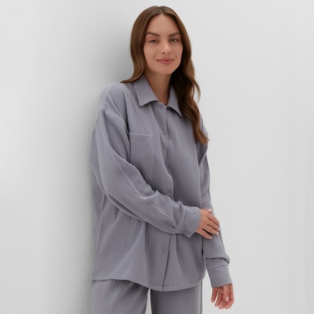 Пижама женская (рубашка и брюки) KAFTAN "Basic" размер 48-50, цвет серый-6