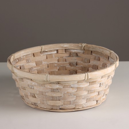 Kashpo wicker, d25xh10cm, white, bamboo