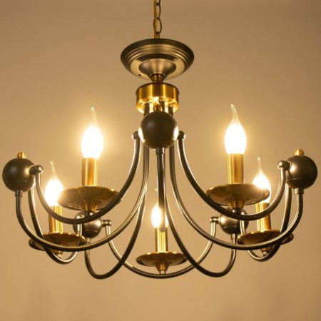Chandelier "Floa" 5he14 40W black and gold 60x73x60 cm Bayerlux-3