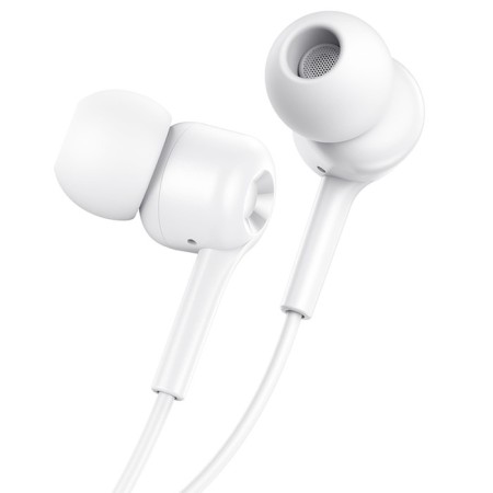 Hoco M82 headphones, wired, vacuum, microphone, jack 3.5 mm, 1.2 m, white-1