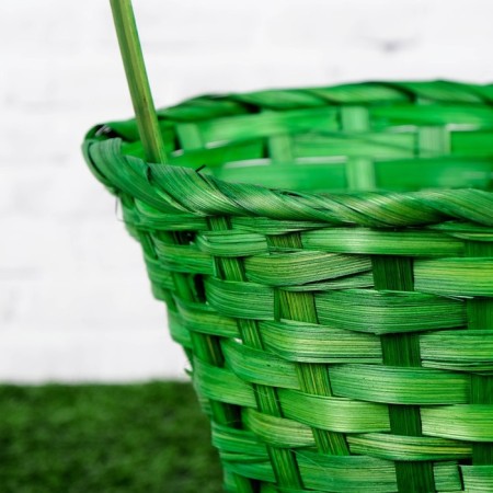 Wicker basket, bamboo, green-2