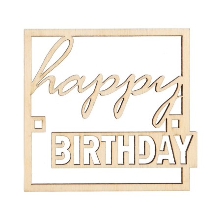 Топпер для торта Happy Birthday, деревянный, 64х60-3