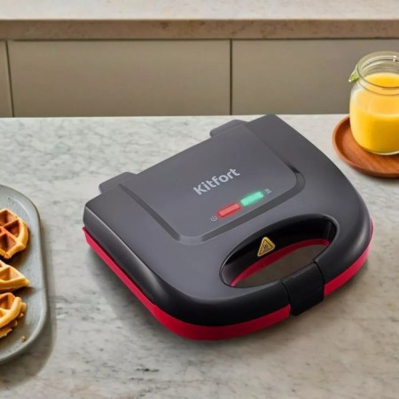 Electric waffle box Kitfort KT-3659, 750 W, Belgian waffles, black-pink-1
