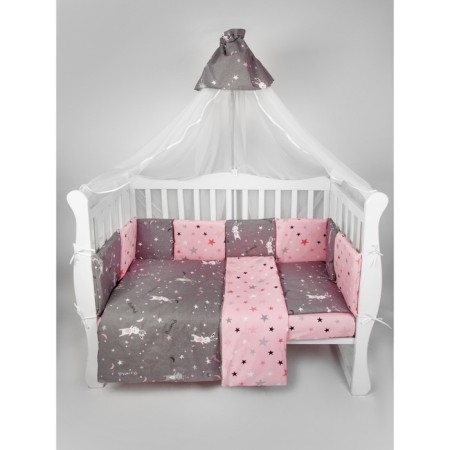 A set of 15 items (3+12 pillows-borts) Amarobaby Princess, gray/pink-4