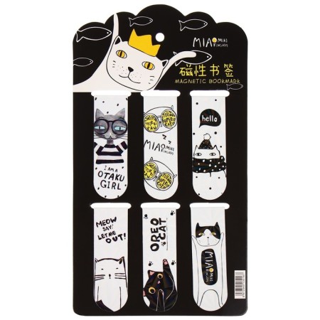 A set of magnetic bookmark for books Calligrata 6 pieces, "cats", mix-3