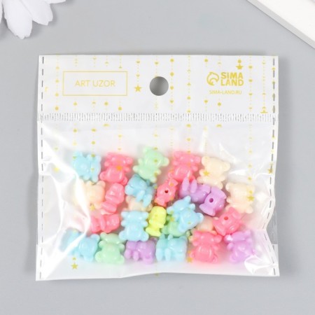 Beads for creativity Plastic "Bear. Pastel Tones" Nr 26 pcs 15 g 1.3x1.3 cm-4