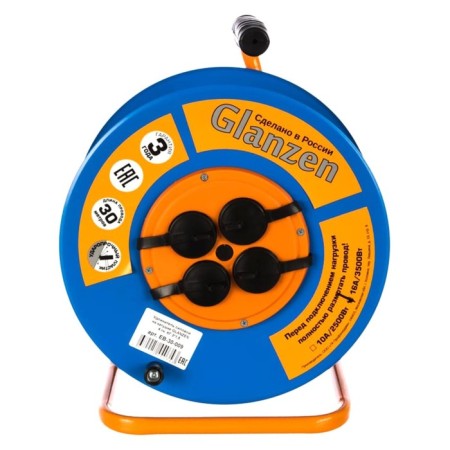 Удлинитель силовой на катушке GLANZEN 4 гн. КГ 3х1,5 арт. EB-30-009-1