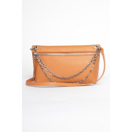 Bag Cross-Body Women's, genuine leather, ludor orange, 25x7x13 cm