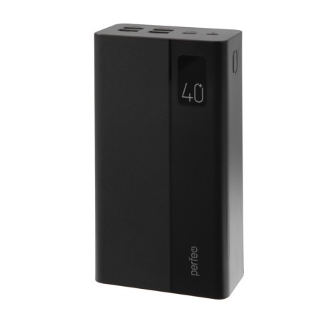 External battery Perfeo Mountains PF_D0144, 40000 mAh, 4 USB, 3A, fast charging, black