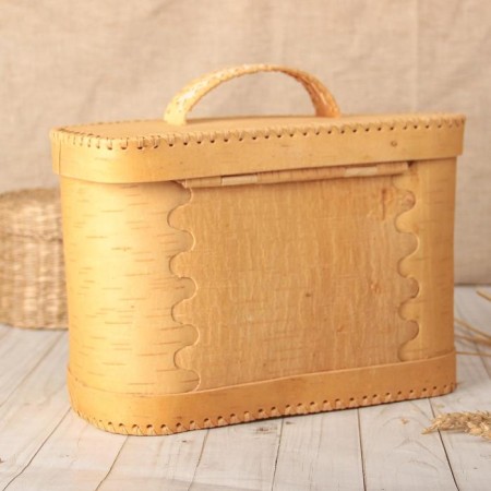 Khlebnitsy "Burrots", on hinges, with a pen, 23 × 27 × 20 cm, birch bark-2