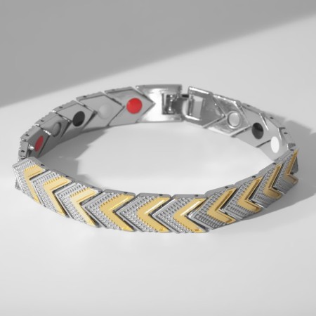 Bracelet men's “chain” of ticks, color silver-gold, 21 cm-2