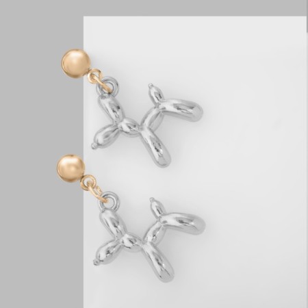 Earrings "Dog" toy, silver color-1