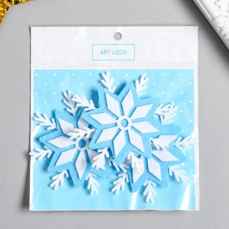 Decor for the creativity of felt "Snowflake with rays" 7.3x7.3 cm-3