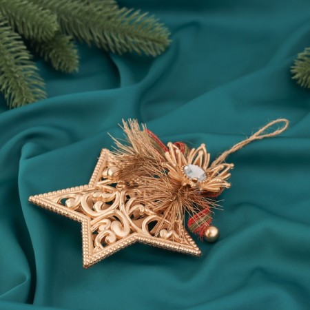 Christmas tree decoration "Star with flower" 12x12 cm, gold-1