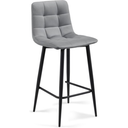 Baric stool for metal/velor, black/gray 43x42x93 cm