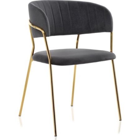 CHAMELIA chair Kamelia metal/velor, gold/gray 57x55x80 cm