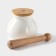 Porcelain mortar for spices with a pestle on the bamboo stand Bellatenero, 380 ml, white color