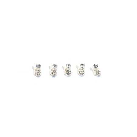Metal fittings Pole "Silver cat with rhinestones", 2 pcs