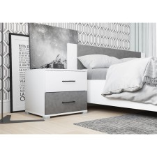 Bedside table, 500x410x452, white/concrete