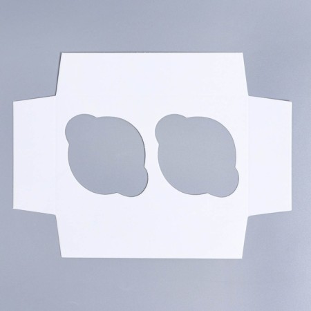 Capcake box, confectionery packaging with a window, 2 cells, Makaruns, 16 x 10 x 10 cm-4