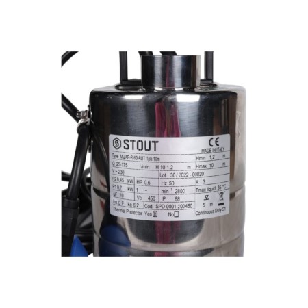 Fecal pump Stout SPD-0001-200450, 700 W, 175 l/min, pressure 10 m, cable 10 m, float-4