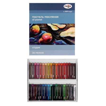 Oil pastel, set of 36 colors, gamma "Studio", D-8mm, L-65mm, in a cardboard box