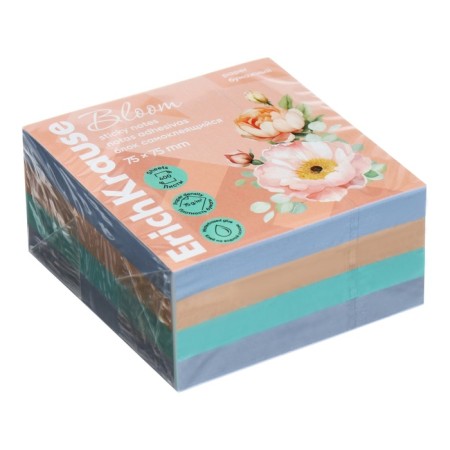 Block with a sticky edge paper 75x75 mm, Erichkrause "Pastel Bloom", 400 sheets, 4 colors-2