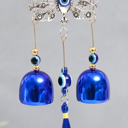 Wind Music Metal "Peacock tail-Werr" from the evil eye with a brush 2 bells 28 cm-2