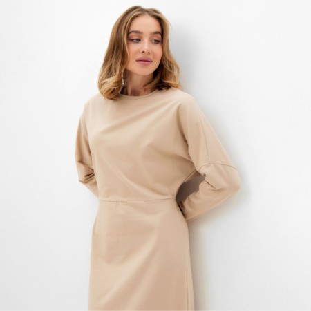 Dress female knitwear minku: Basic line beige color, rr 42-1