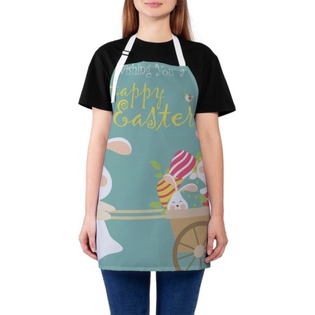 Apron kitchen with a photo print "Easter gifts in a wheelbarrow", adjustable, size OS