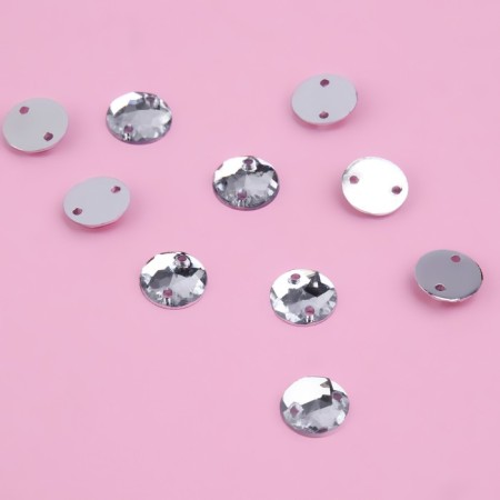 Rhinestones are sewing "circle", d = 8 mm, 50 pcs, white color-1