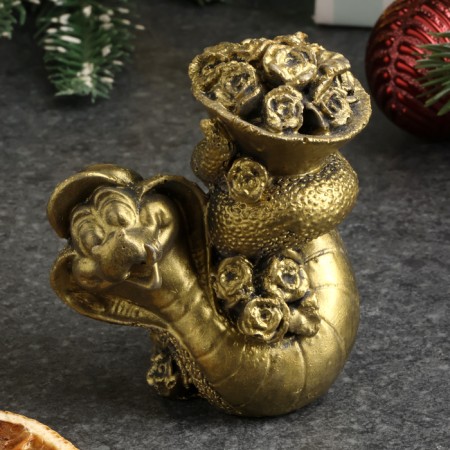 Figure "Snake with flowers" Old gold, 7x7x5cm-3