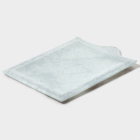 Glass Serving Magistro "Marble", 26.5 × 17.5 × 2 cm, white color-2