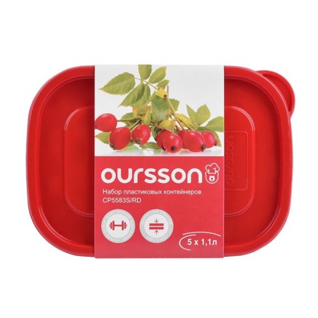 Set of plastic containers Oursson, volume of 1.1 l, 5 pcs-2
