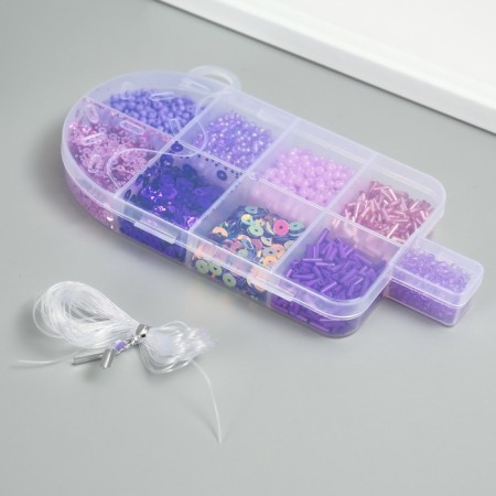 A set of beads, sequins, glass for creativity No. 2, col. violet-1