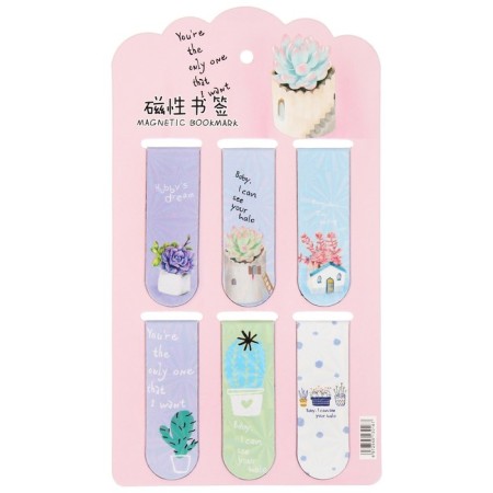 A set of magnetic bookmark for books Calligrata 6 pieces, "Plants", mix-2