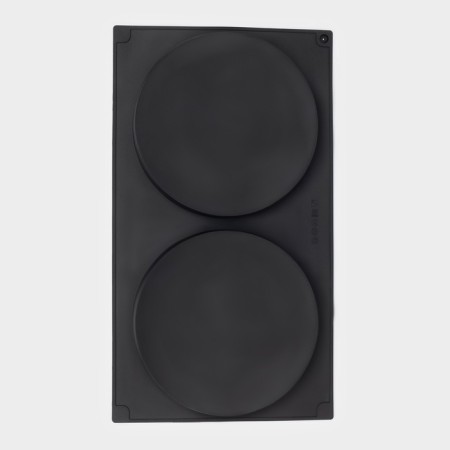 Baking uniform “Biscotto”, silicone, 34.5 × 20 × 3 cm, 2 cells (d = 16 cm), black color is black-3