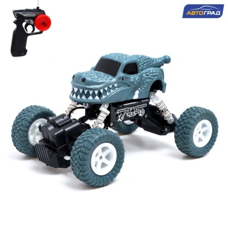 Dino radio -controlled jeep works on the battery, the color is blue